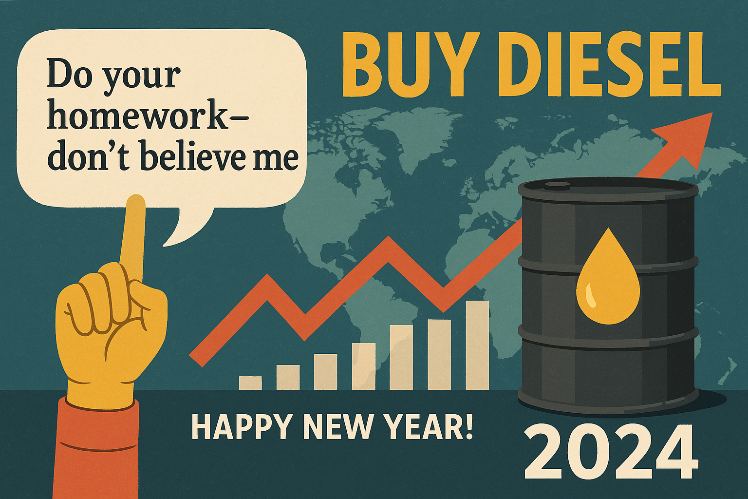 While all advice I give comes with the disclaimer: "Do your homework—don’t believe me,” the advice from well-informed sources is “Buy now, Diesel will only go up.” This trend is expected to continue due to rising global demand and supply chain challenges. Happy New Year!