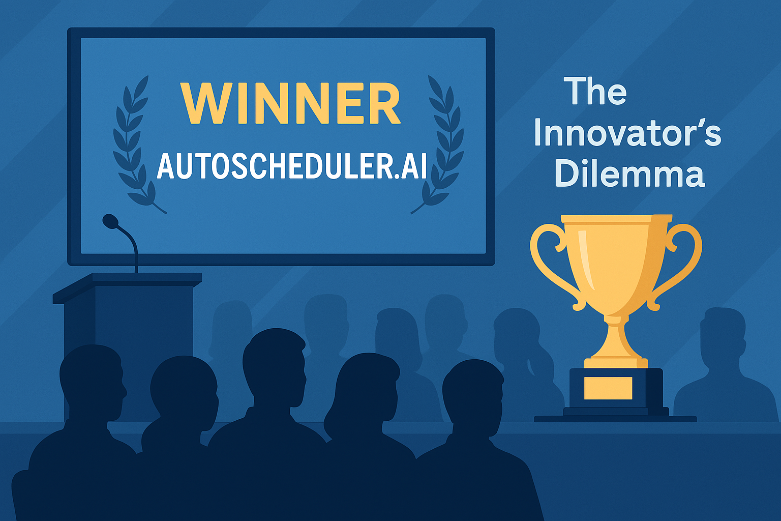 At the Ben Gordon conference, my son  Keith Moore and AutoScheduler.AI won the event with a clean sweep.   AutoScheduler is a sister company that has the same highly analytical yet entrepreneurial approach to proactively solving warehouse  problems as our:  LevelLoad converts replenishment recommendations  into operations-friendly high-service plans  AutoO2 turns requirements into optimized truckloads We also share the same overall problem. It's a form of "the innovator's dilemma.”  In this context, the innovator’s Dilemma is the difficult choice that supply chains face in adopting disruptive technologies vs. the status quo, "We have always done it that way."