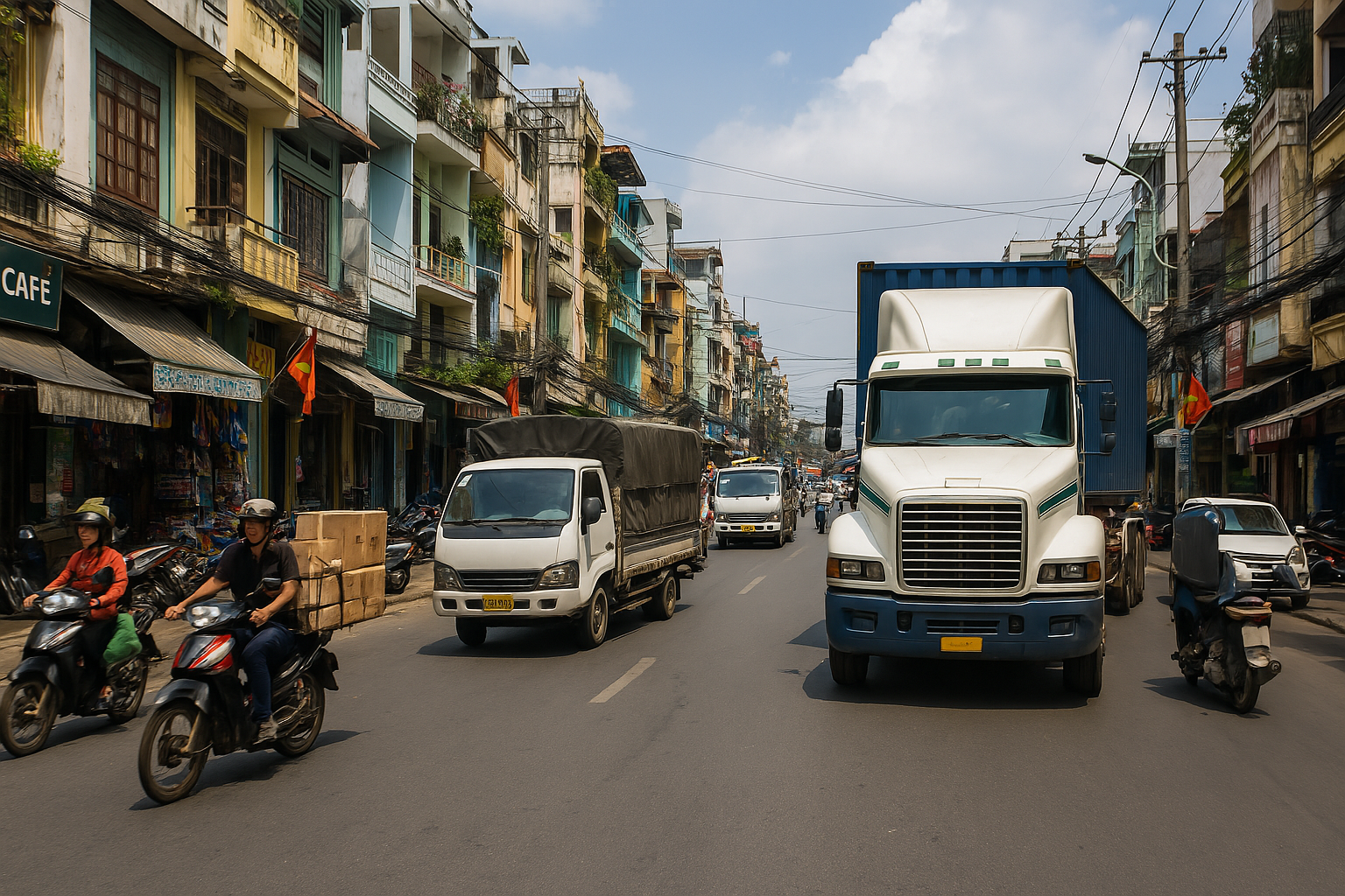 B to B Transportation in Asia (Specifically Vietnam) asia street Table of Contents No headings were found on this page. Subscribe for Updates natalia.godoy@provisionai.com Delivery to small shops (of which there are plenty) can be motorbike: PastedGraphic-1 (25) Or semi: PastedGraphic-2 (10) But mostly by small trucks: PastedGraphic-3 (3) While longer-distance deliveries may handled by twin-steer straight trucks: PastedGraphic-4 (1)-1 However, longer distances are handled by more conventional tractor-trailers, albeit using 3-axle trailers: PastedGraphic-5 I did see one vehicle that looked like a used Schneider tractor – all the way from Green Bay, Wisconsin… so that is where old trucks go to die. For a wealth of additional resources and insights, explore our website at
