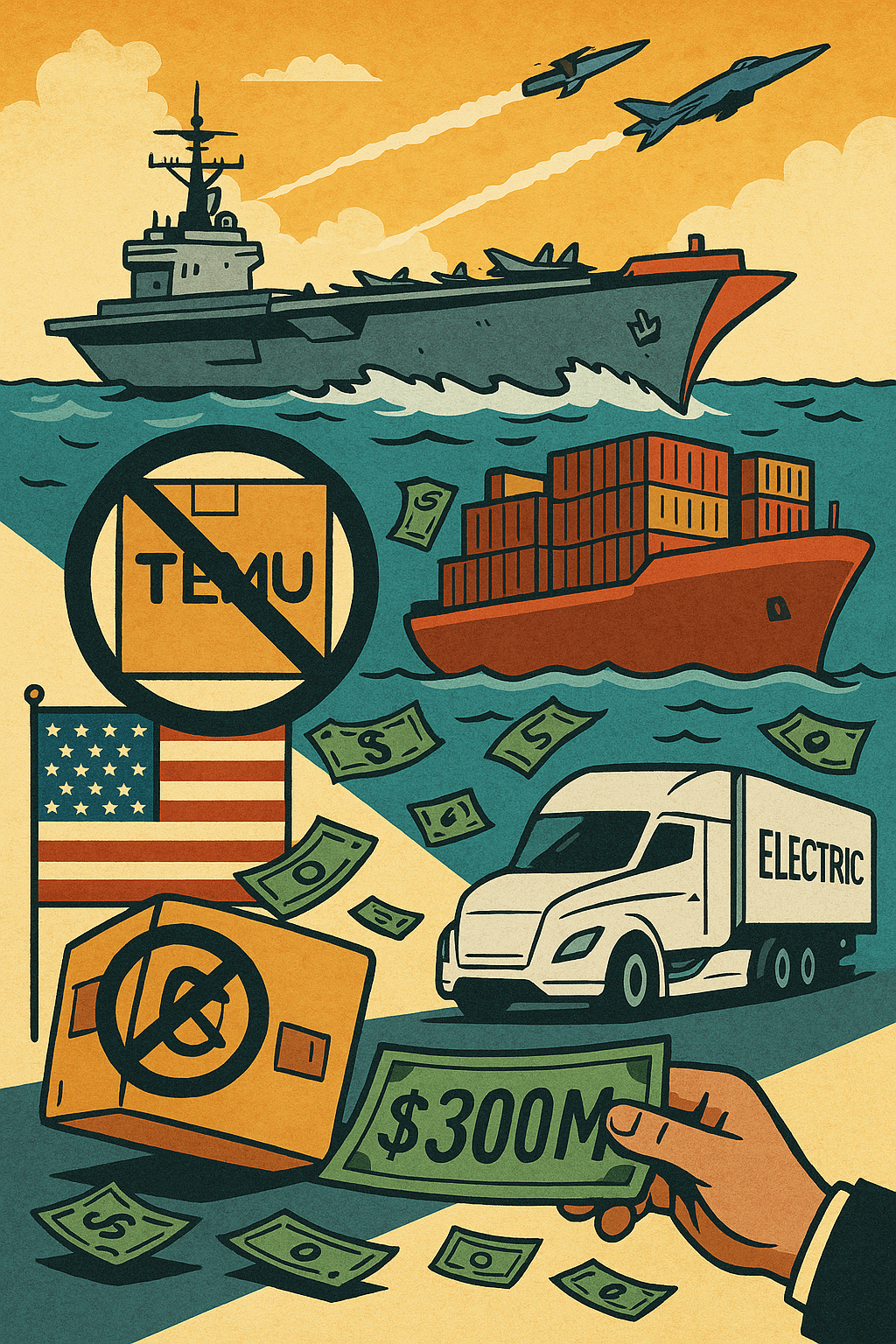 U.S. naval forces are operating at a pace not seen since World War II as they fight Houthi rebels attacking shipping in the Red Sea.   When do we do something that slows this constant barrage?   When do we adjust policies that permit companies like Temu to ship directly from China and bypass import taxes, potentially undercutting U.S. businesses and impacting job growth and revenue collection? Despite limited acceptance, the government has poured more than $300 million into electric trucks in the last week—Volvo, Mack, and Cummins are the recipients.  