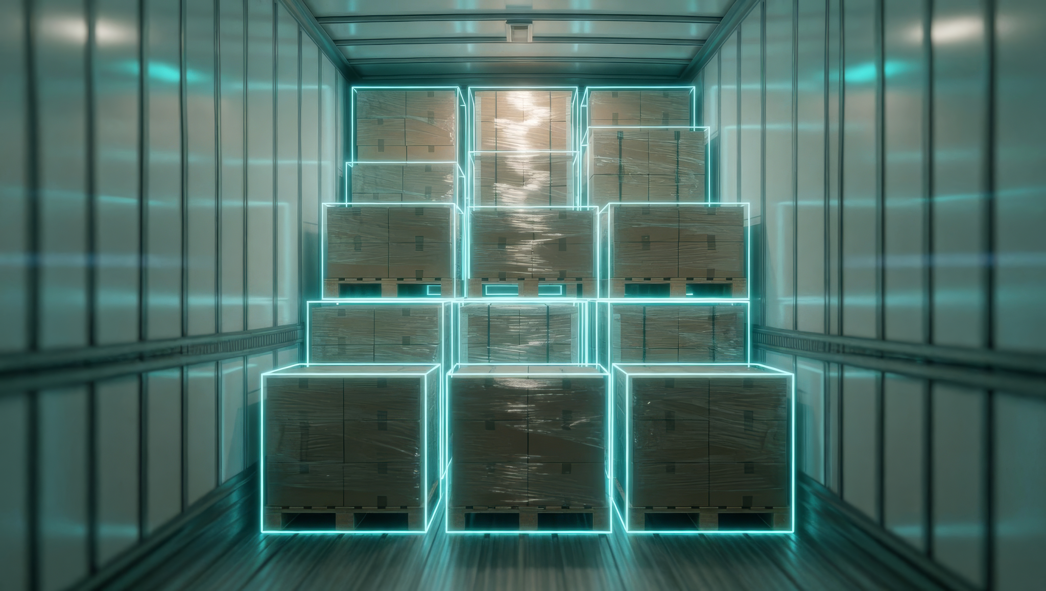 Optimized truckload with AutoO2 load building software — max load, visual dock diagram, axle-legal every time