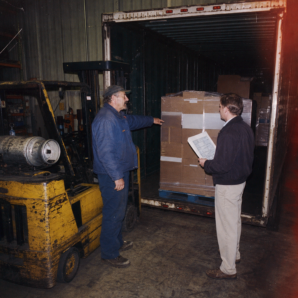 Loaded trailers staged at a distribution center dock