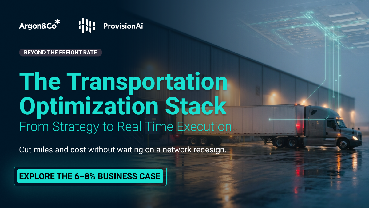 Transportation optimization stack article cover by Argon & Co and ProvisionAi